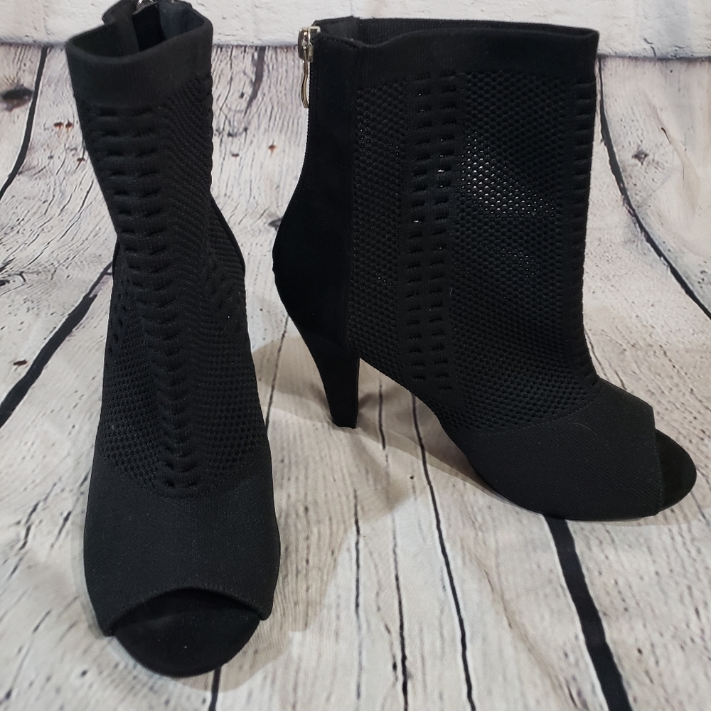 Peep Toe Boots Mid Calf